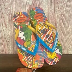 New Havaianas Goofy Multicolor Graphic Flip Flops